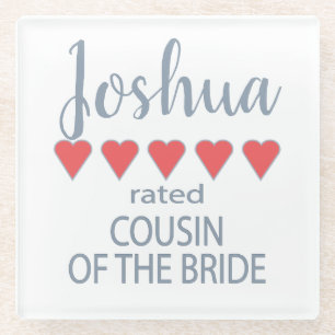 Posavasos De Vidrio Fiesta de novias y bodas 5 Primo de corazón de nov