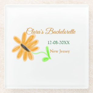 Posavasos De Vidrio Fiesta de soltero añadir nombre fecha lugar giraso