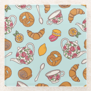 Posavasos De Vidrio Fiesta De Té, Confección De Fondo Impresionante.