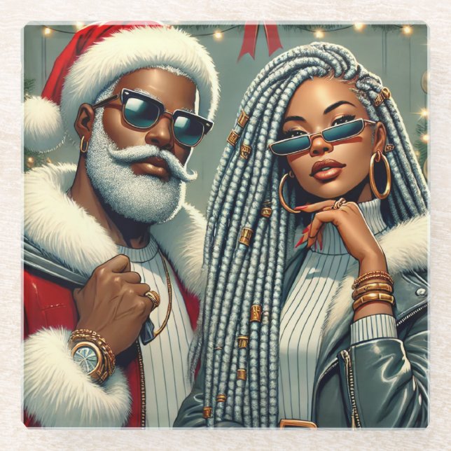 Posavasos De Vidrio Fiesta festivo Santa (Anverso)