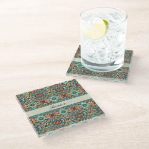 Posavasos De Vidrio Fiesta florece, personalizable