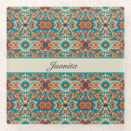 Posavasos De Vidrio Fiesta florece, personalizable