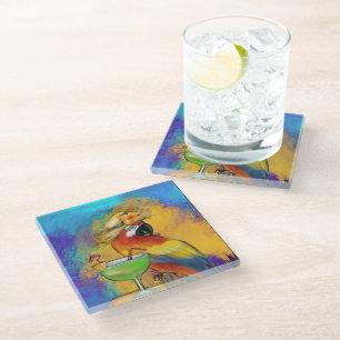 Posavasos De Vidrio Fiesta Parrots