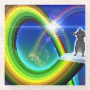 Posavasos De Vidrio Figura de misterio en el Stargate interdimensional