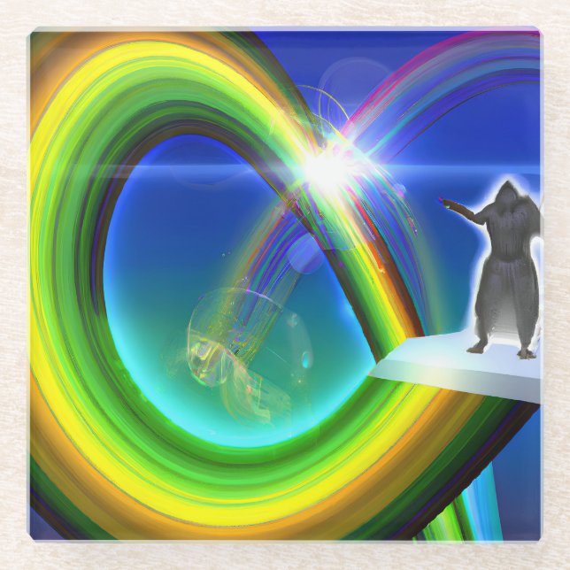 Posavasos De Vidrio Figura de misterio en el Stargate interdimensional (Anverso)