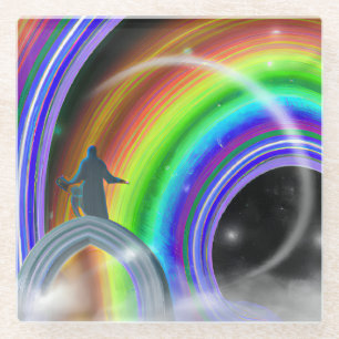 Posavasos De Vidrio Figura de misterio en el Stargate interdimensional