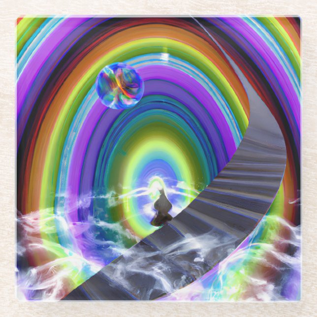 Posavasos De Vidrio Figura de misterio en el Stargate interdimensional (Anverso)