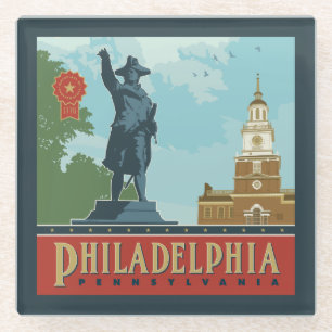 Posavasos De Vidrio Filadelfia, PA   Salón de la Independencia