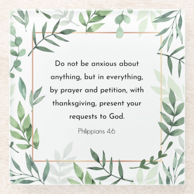 Posavasos De Vidrio Filipinas 4:6, Biblia Verse, Cristianismo (Anverso)