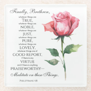 Posavasos De Vidrio Filipinas 4:8 Lo que sea que sean flores nobles