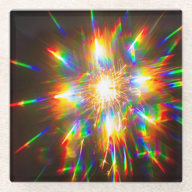 Posavasos De Vidrio Firework Through 3D Glasses 1  (Anverso)