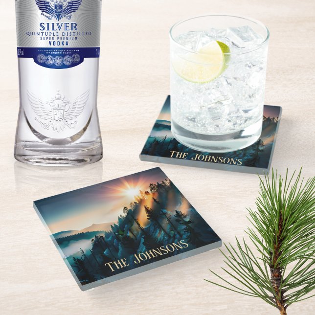 Posavasos De Vidrio Firma de atardecer de montaña (Subido por el creador)