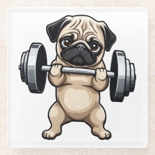 Posavasos De Vidrio Fitness Pug