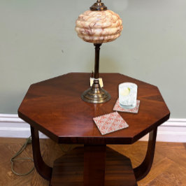 Posavasos De Vidrio Fizz de coral y ventiladores blancos