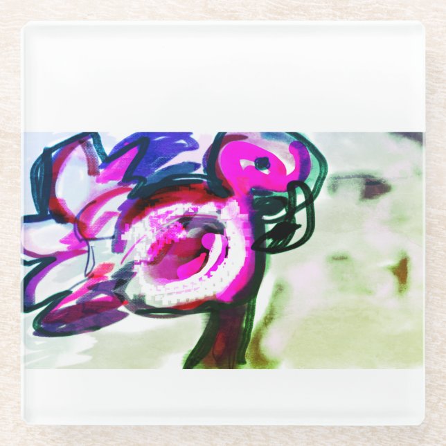 Posavasos De Vidrio Flamingo (Anverso)