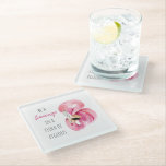 Posavasos De Vidrio Flamingo De Color Rosa Exótico Moderno Con Cita<br><div class="desc">Flamingo De Color Rosa Exótico Moderno Con Cita</div>