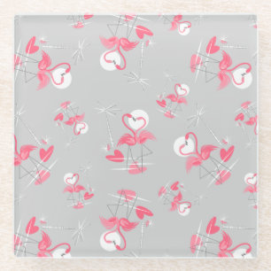 Posavasos De Vidrio Flamingo Love Multi coaster glass