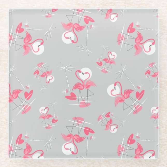 Posavasos De Vidrio Flamingo Love Multi coaster glass (Anverso)