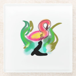 Posavasos De Vidrio flamingo rosa llama de verano