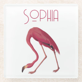 Posavasos De Vidrio Flamingo rosa vintage