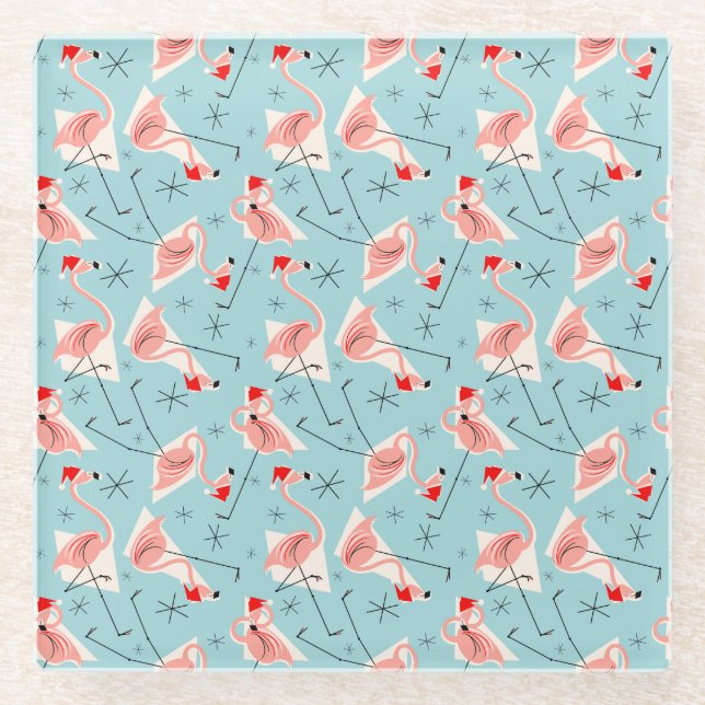 Posavasos De Vidrio Flamingo Santas Blue Multi Coaster (Anverso)