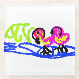 Posavasos De Vidrio Flamingos rosados boda verano divertido