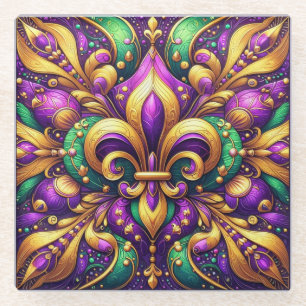 Posavasos De Vidrio fleur de lis mardi gras