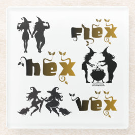 Posavasos De Vidrio Flex. Hex. Vex. Body Positive & Diverse Witches