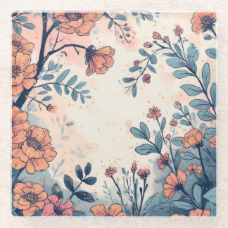 Posavasos De Vidrio Flor abstracta diseñada