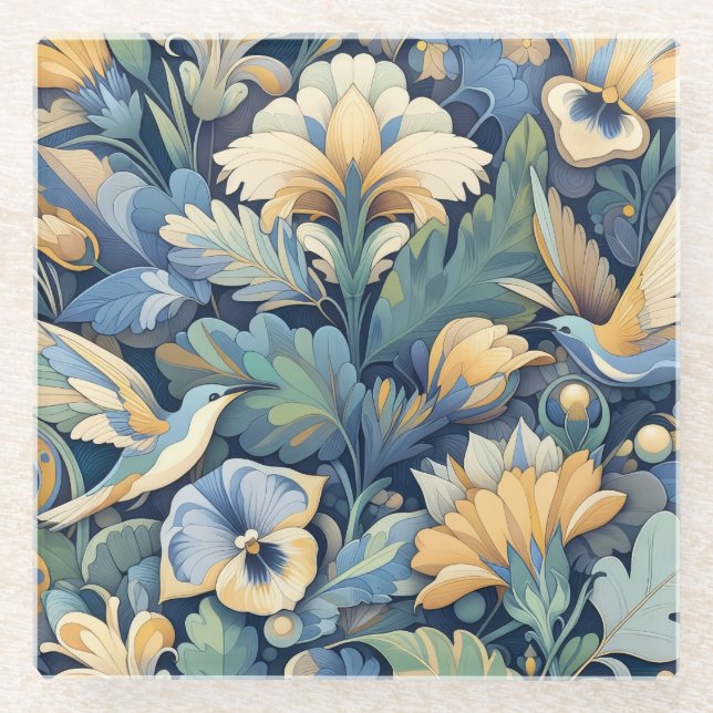 Posavasos De Vidrio Flor arte Morris