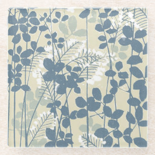 Posavasos De Vidrio Flor asiática de hoja azul japonesa