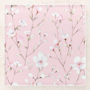 Posavasos De Vidrio Flor blanca rosa bonito