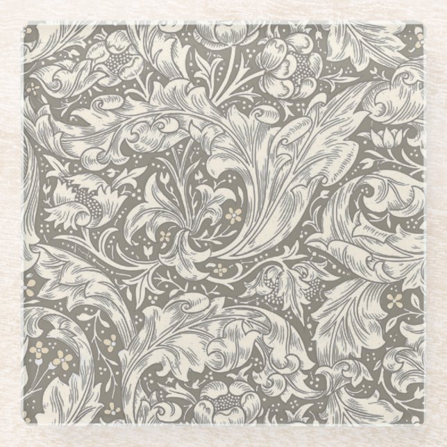 Posavasos De Vidrio Flor Botón de Soltero de William Morris (Anverso)