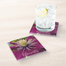 Posavasos De Vidrio Flor de Clemátide Púrpura