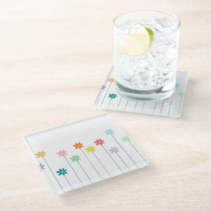 Posavasos De Vidrio Flor de color vintage