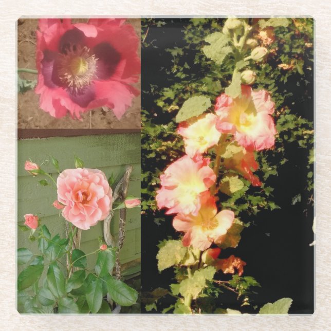 Posavasos De Vidrio Flor de cristal del jardín del práctico de costa (Anverso)