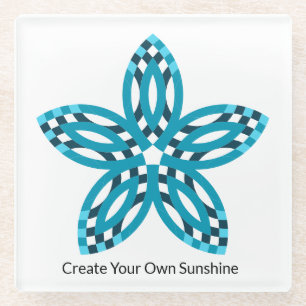 Posavasos De Vidrio Flor de Estrella Geométrica Azul Turquesa Moderna