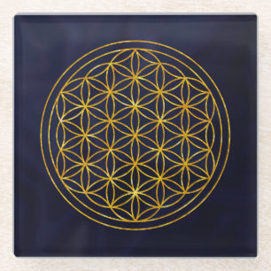 Posavasos De Vidrio flor de la vida, geométrico sagrado, zen, chakra, 