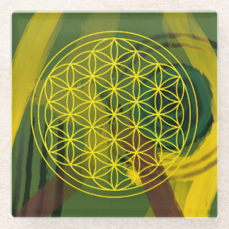 Posavasos De Vidrio flor de la vida, geométrico sagrado, zen, chakra, 