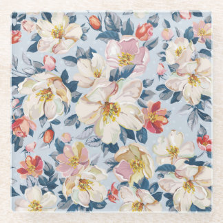 Posavasos De Vidrio Flor de manzana, patrón de elegancia.