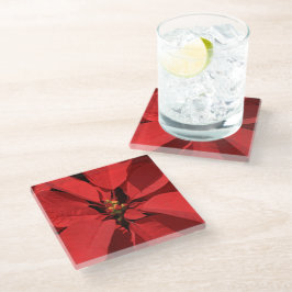 Posavasos De Vidrio Flor de Navidades de Poinsettia