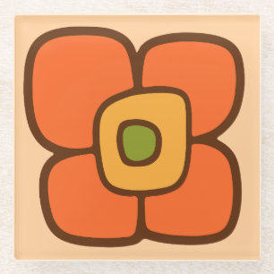 Posavasos De Vidrio Flor de Primavera Retro
