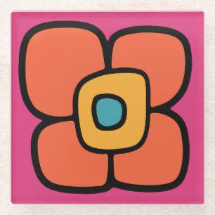 Posavasos De Vidrio Flor de Primavera Retro