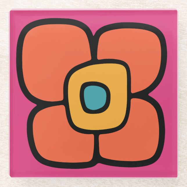 Posavasos De Vidrio Flor de Primavera Retro (Anverso)
