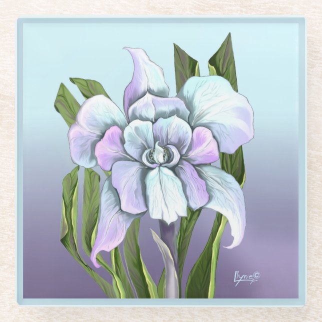 Posavasos De Vidrio Flor de Smeraldo (Anverso)