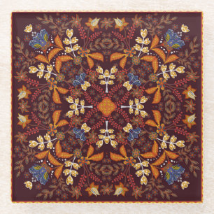 Posavasos De Vidrio Flor fantástica: diseño ornamental vintage