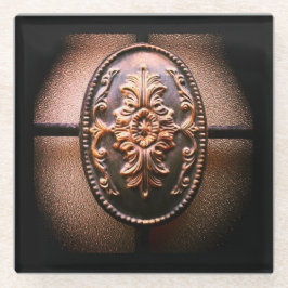 Posavasos De Vidrio Flor metalizado