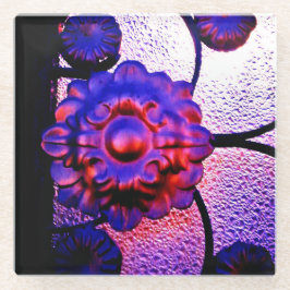 Posavasos De Vidrio Flor morada y rosa