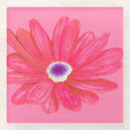 Posavasos De Vidrio Flor Roja Vibrante y Rica