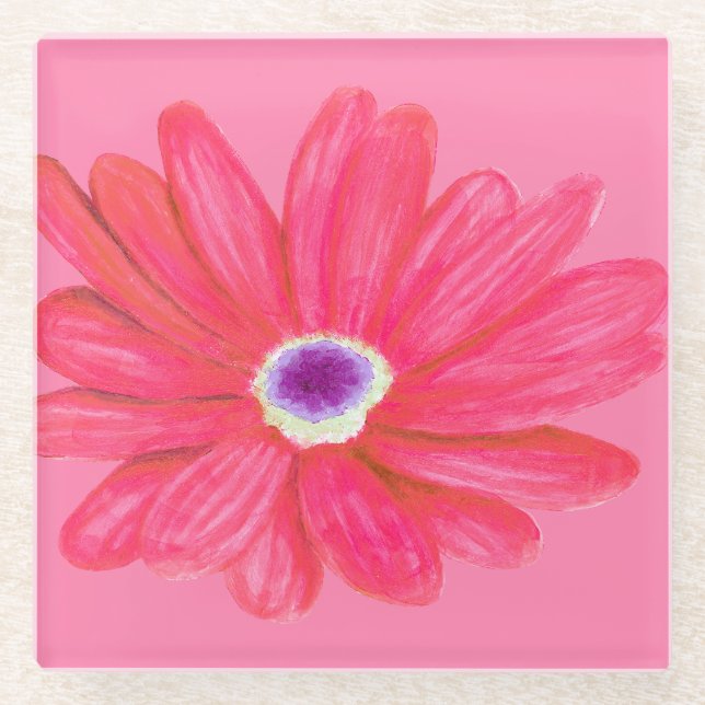 Posavasos De Vidrio Flor Roja Vibrante y Rica (Anverso)